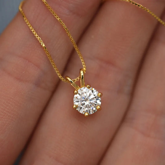 PureNew 1-3ct Classic Full Moissanite Necklace For Women S925 Silver Plated 18k Gold D Color VVS1 Women's Moissanite Chain Gift