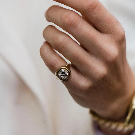 Classic Moissanite Rings 14K Rose Gold Vintage White Moissanite Set for Man and Woman Party Jewelry Anniversary Gift