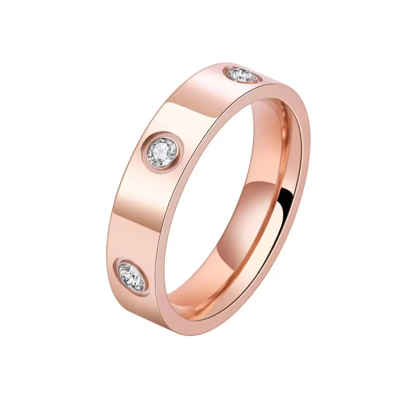 Classic Cross Stainless Steel Love Ring For Women Men Rose Gold Color Couple CZ Crystal Rings Luxury Jewelry Wedding Gift