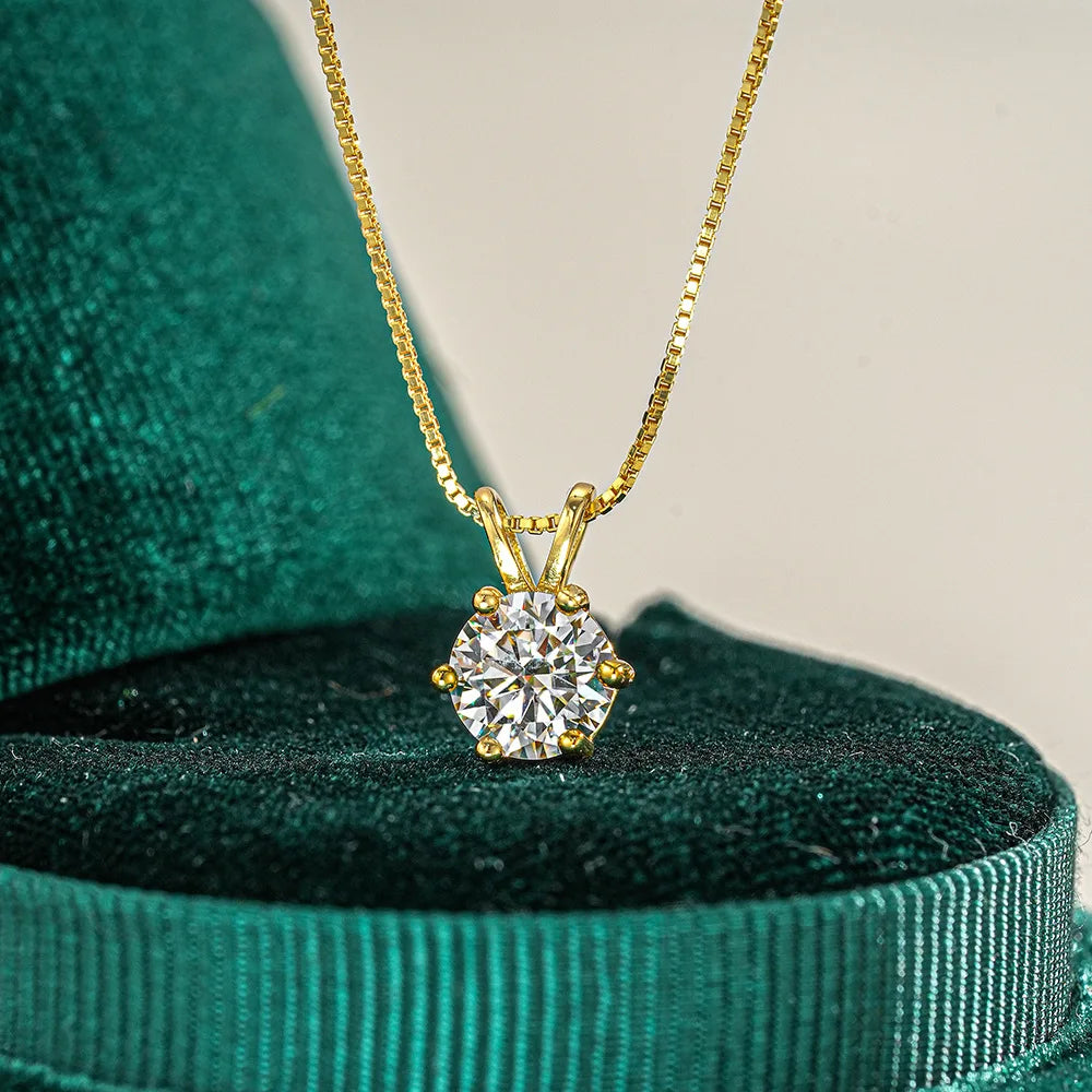 PureNew 1-3ct Classic Full Moissanite Necklace For Women S925 Silver Plated 18k Gold D Color VVS1 Women's Moissanite Chain Gift