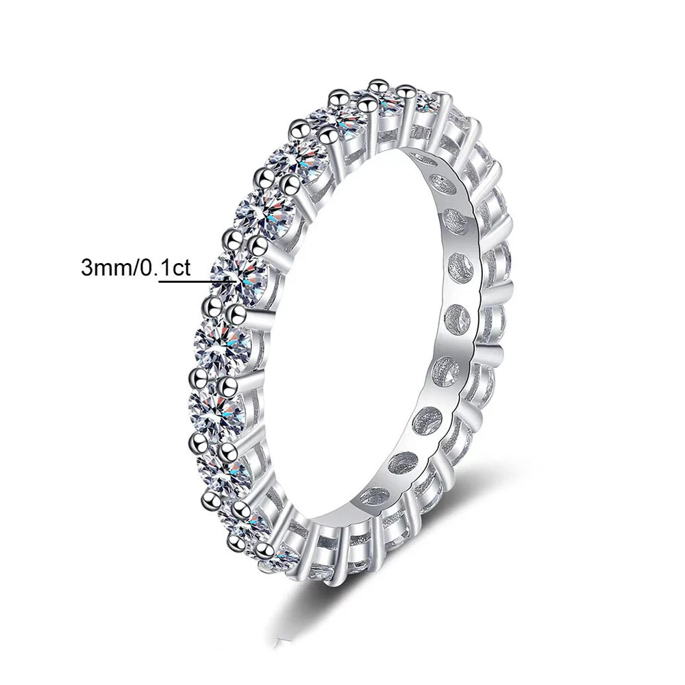 5mm D Color Moissanite Row Ring 925 Sterling Silver Diamond Wedding Band Rings For Women Certified Fine Jewelry Gift Houtros