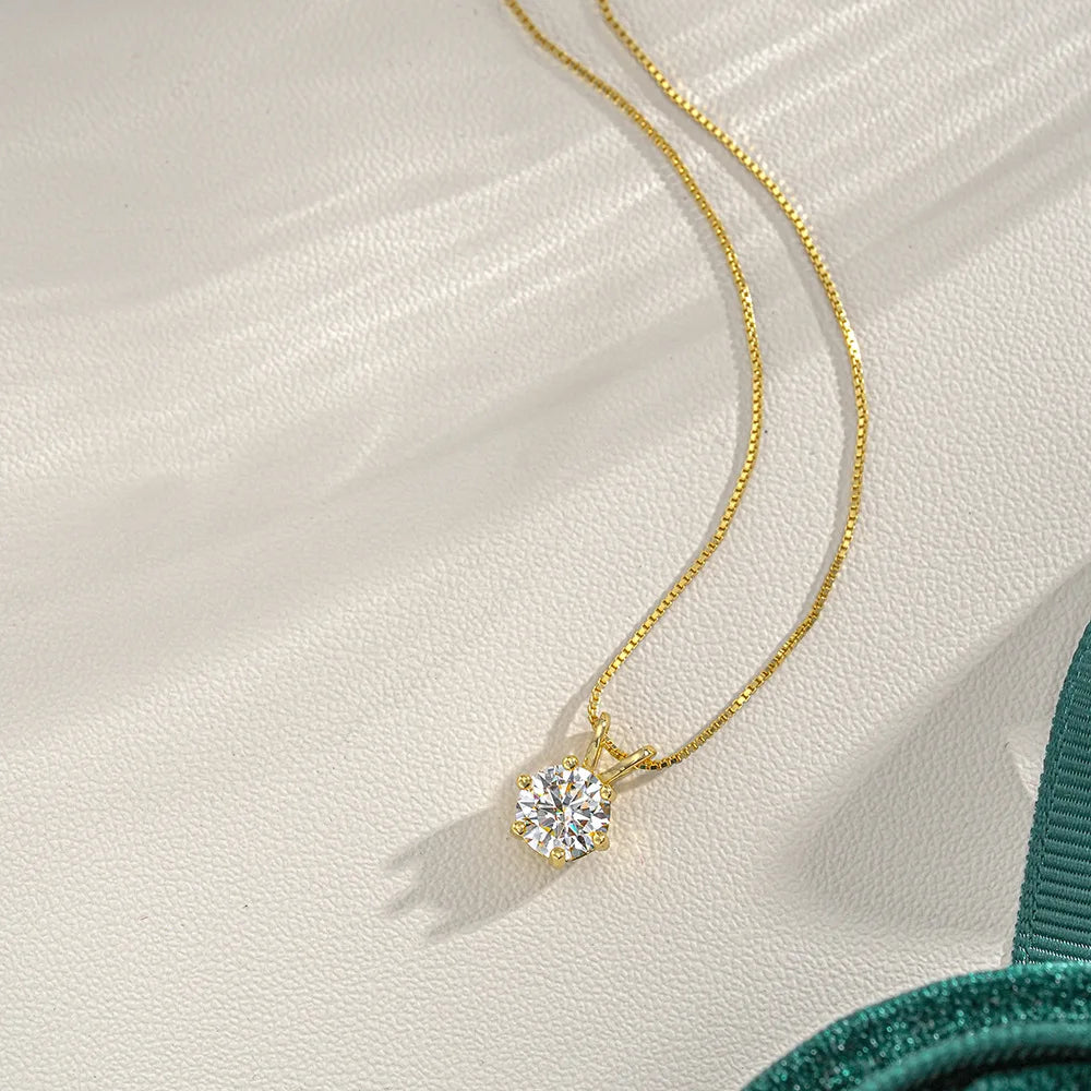 PureNew 1-3ct Classic Full Moissanite Necklace For Women S925 Silver Plated 18k Gold D Color VVS1 Women's Moissanite Chain Gift
