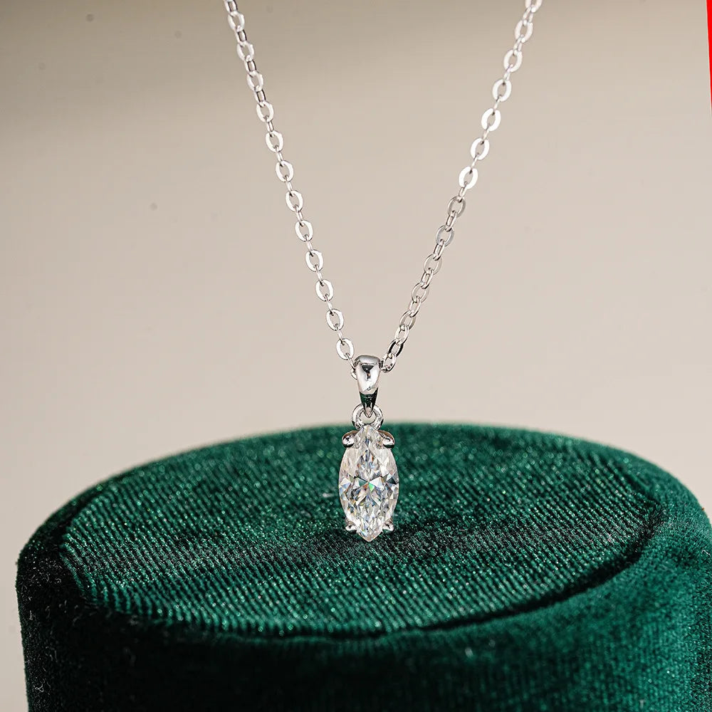 PureNew 1-3ct Classic Full Moissanite Necklace For Women S925 Silver Plated 18k Gold D Color VVS1 Women's Moissanite Chain Gift