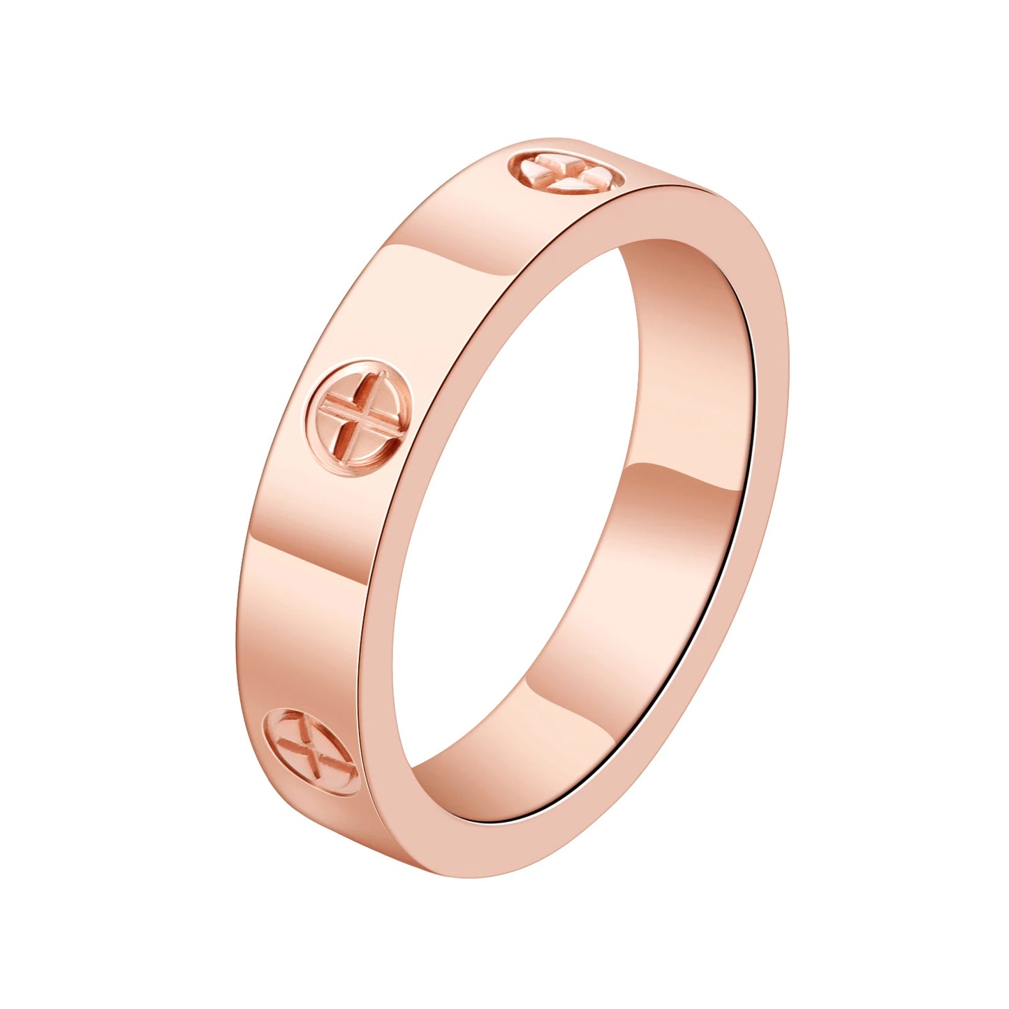 Classic Cross Stainless Steel Love Ring For Women Men Rose Gold Color Couple CZ Crystal Rings Luxury Jewelry Wedding Gift