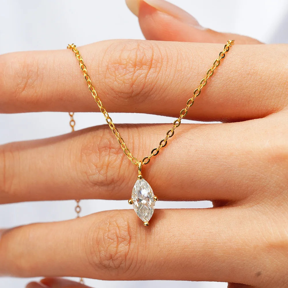 PureNew 1-3ct Classic Full Moissanite Necklace For Women S925 Silver Plated 18k Gold D Color VVS1 Women's Moissanite Chain Gift