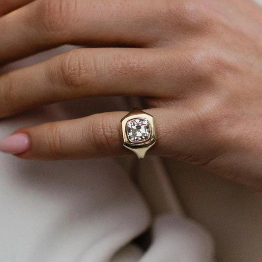 Classic Moissanite Rings 14K Rose Gold Vintage White Moissanite Set for Man and Woman Party Jewelry Anniversary Gift