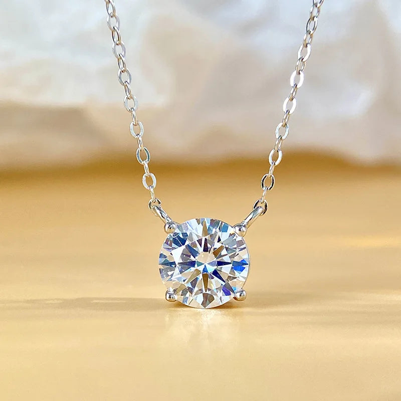 PureNew 1-3ct Classic Full Moissanite Necklace For Women S925 Silver Plated 18k Gold D Color VVS1 Women's Moissanite Chain Gift