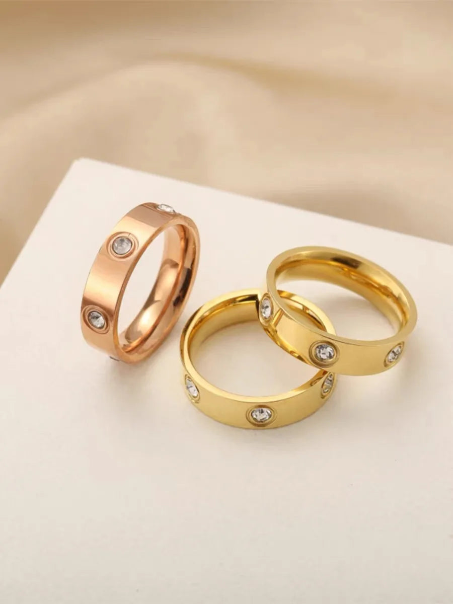 Classic Cross Stainless Steel Love Ring For Women Men Rose Gold Color Couple CZ Crystal Rings Luxury Jewelry Wedding Gift