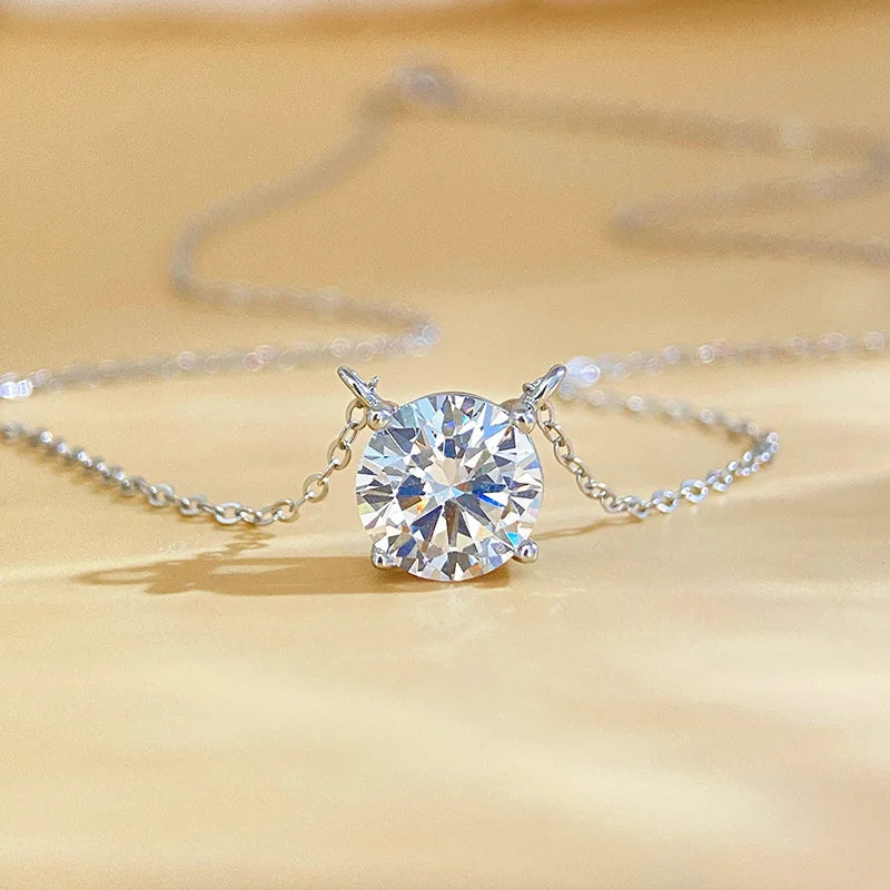 PureNew 1-3ct Classic Full Moissanite Necklace For Women S925 Silver Plated 18k Gold D Color VVS1 Women's Moissanite Chain Gift