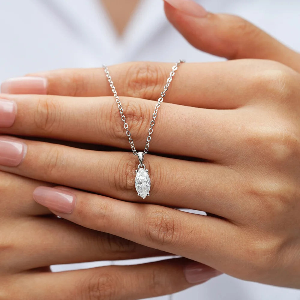 PureNew 1-3ct Classic Full Moissanite Necklace For Women S925 Silver Plated 18k Gold D Color VVS1 Women's Moissanite Chain Gift