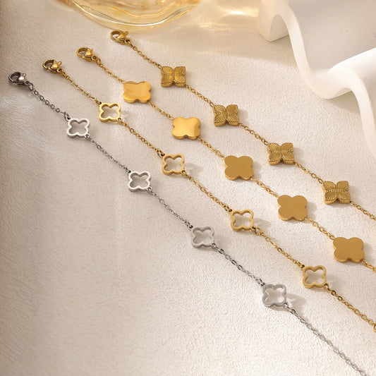 Fashion stainless steel clover bracelet for women, light luxury high-end women's bracelet