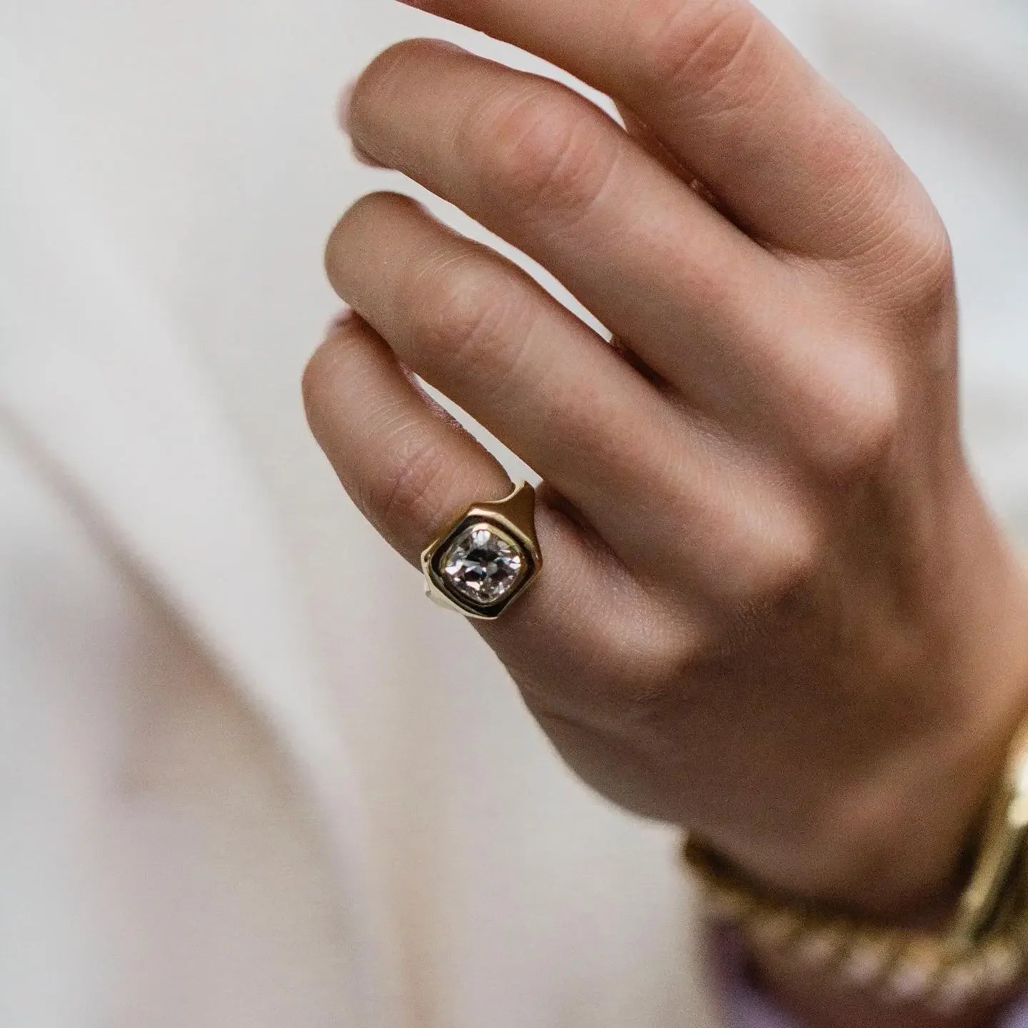 Classic Moissanite Rings 14K Rose Gold Vintage White Moissanite Set for Man and Woman Party Jewelry Anniversary Gift